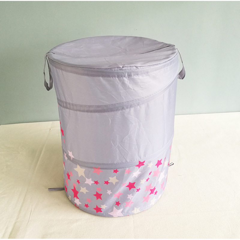 Manufacturer Wholesale Dirty Clothes Basket Household Simple Oxford Cloth Laundry Basket Steel Wire Barrel Foldableing Portable Barrel
