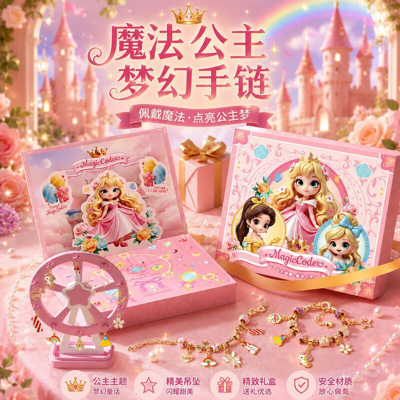 Children's Day Gift Magic Princess Castle Bracelet for Girls DIY Beading Toy Children's Day Gift Magic Princess Castle Bracelet for Girls DIY Beading Toy