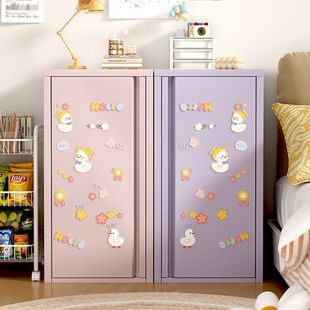Cream-Style Iron Storage Cabinet Single-Door Gap Cabinet Ultra-Narrow Bedroom Bedside Cabinet Dopamine Home Iron Storage Cabinet