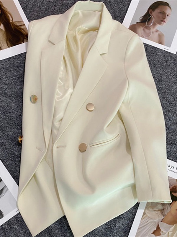 Saco de Vestir para Mujer con Botones Metálicos, Cuello de Solapa, Manga Larga, para Oficina y Uso Casual