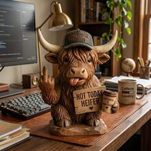 ���NSassy Highland Cow Desk Statue��������ߵ�ţ����[��