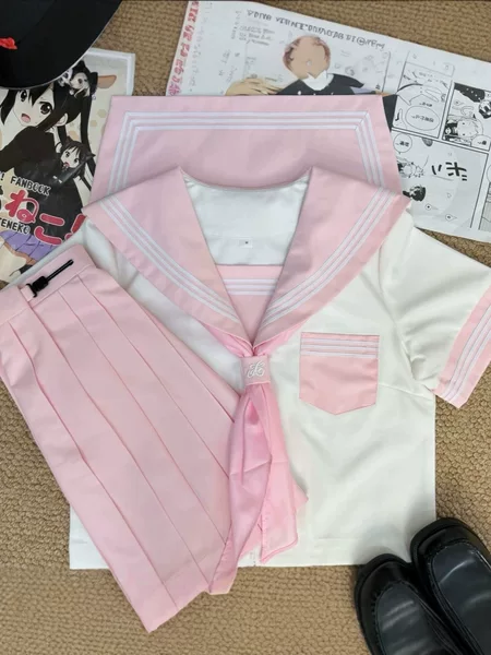 Authentic JK-style sailor uniform, a set of three basic pieces, featuring a cute and sweet, preppy aesthetic