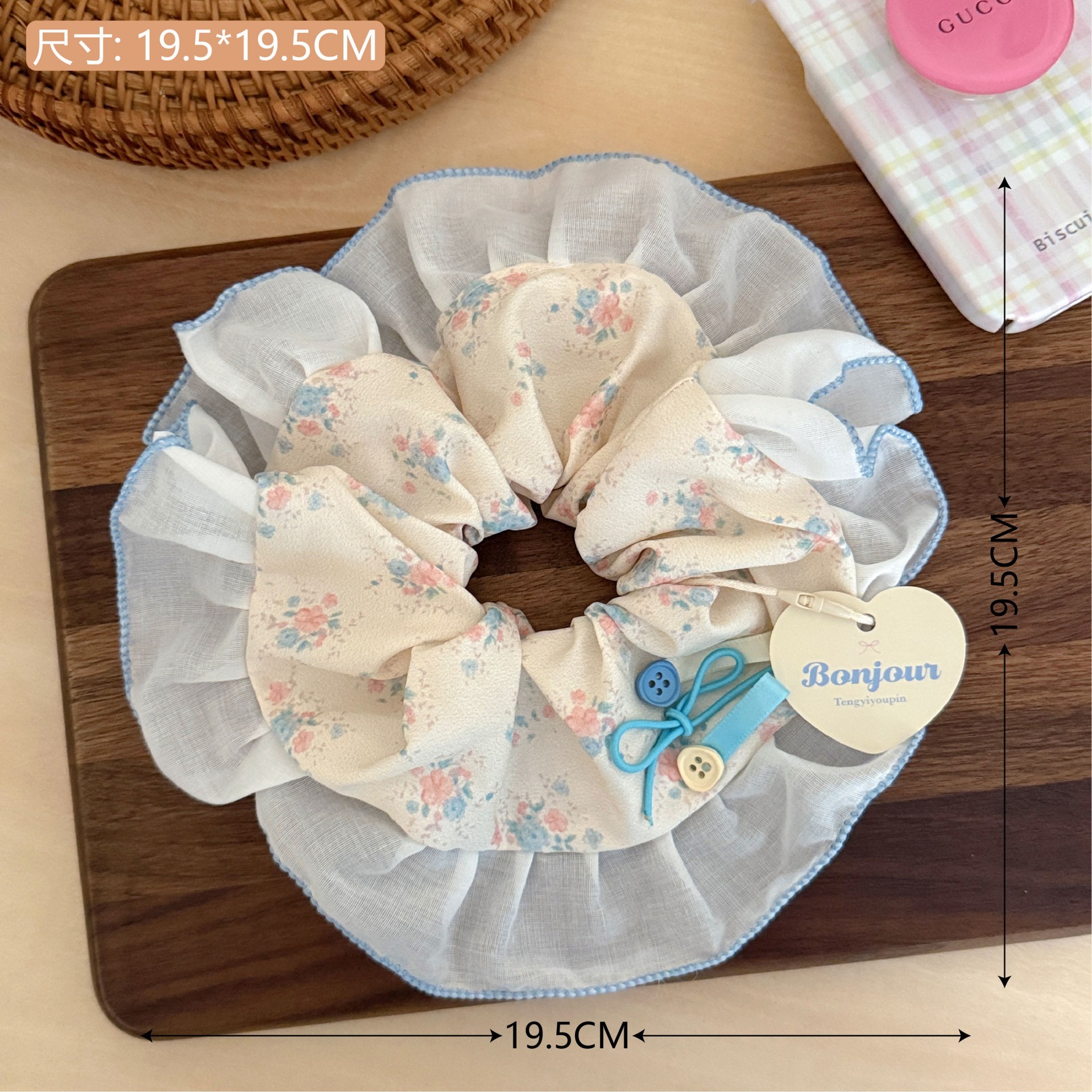 Estilo coreano de alta apariencia de encaje de intestino grueso banda de pelo accesorios para el cabello cuerda de pelo de corazón de niña de todo fósforo pequeño Qing nuevo tocado de cola de caballo de gran altura al por mayor