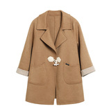 妈妈秋装中年毛呢开衫新款洋气中长款双面呢大衣时尚春秋外套上衣，女装毛呢外套，妃慕昵服饰