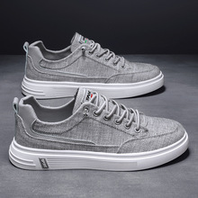 韩版四季款休闲亚麻布板鞋男2023年新款透气夏季潮流男鞋一件代发