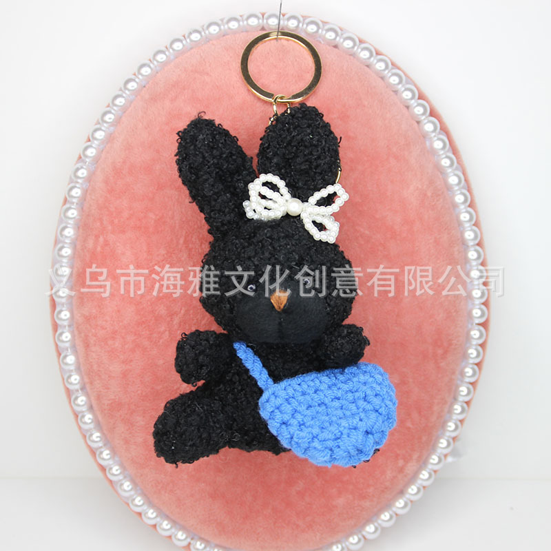 Estilo coreano medio 12CM conejo rizado TikTok popular del nudo arco mochila colgante teléfono móvil bolsa de coche adornos