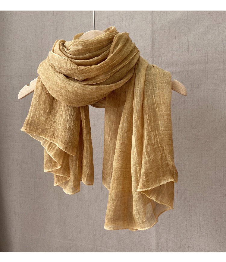 Sciarpa tinta unita in cotone e lino, sottile, da donna, in morbida seta, stile retrò, versatile, per primavera e autunno_voghion.com
