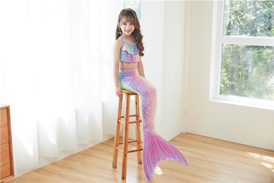 Girl's Cartoon Style Mermaid Polyester Bikinis 3 Piece Set display picture 13