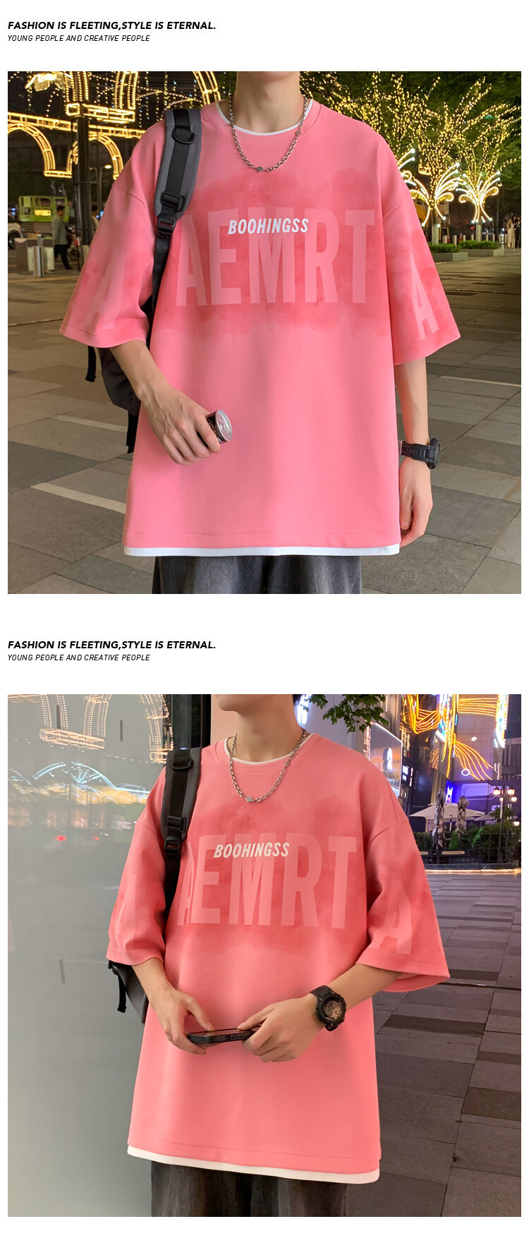 T-shirt da uomo stile americano due pezzi per estate casual_voghion.com