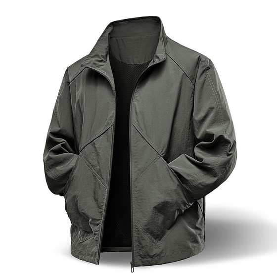New Anti-wrinkle Work Jacket Men's 2025 New Vertical Collar Jacket Men's Spring and Autumn Casual Shopper Handsome Clothes
