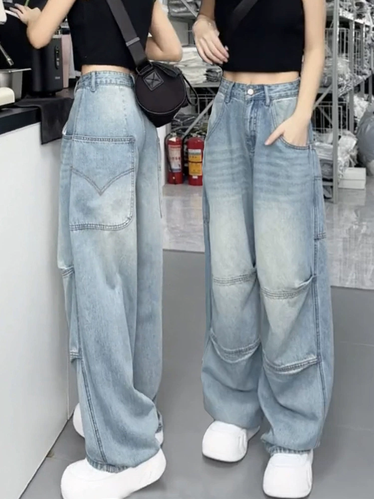 Широкие джинсы дети ранние осенние новые штаны ятаган грушевидное тело толстая сестра мм большой размер свободные комбинезоны летние