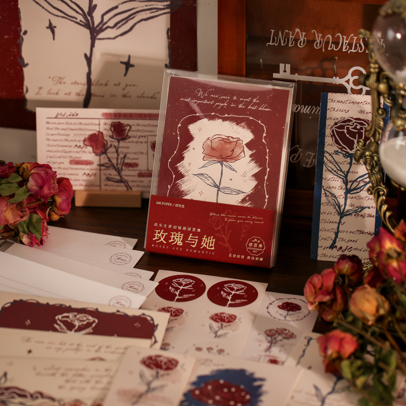 Mr. paper letter sign set Rose and her series creative hand-painted diy Journal ins student material card single