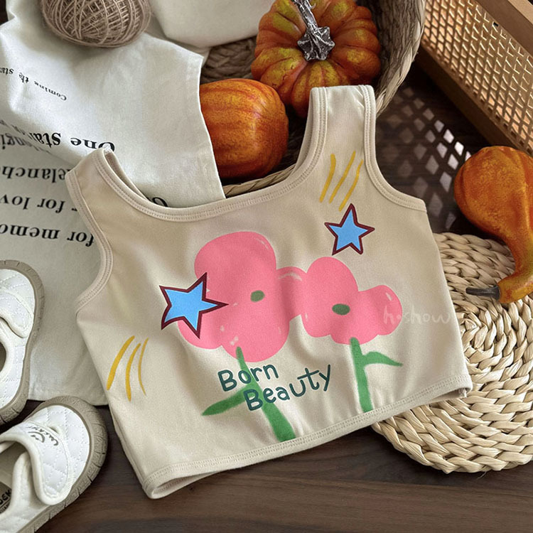 Women's Summer Outerwear Tank Top Korean Version New Children's Stylish Top Elegant Strappy Fitted Short 0075A055