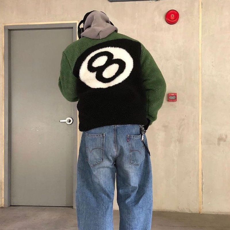 Cross-Border Stu Black Eight Reversible Imitation Lamb Wool Polar Fleece Reversible Jacket Jacket Cotton Outwear for Men and Women
