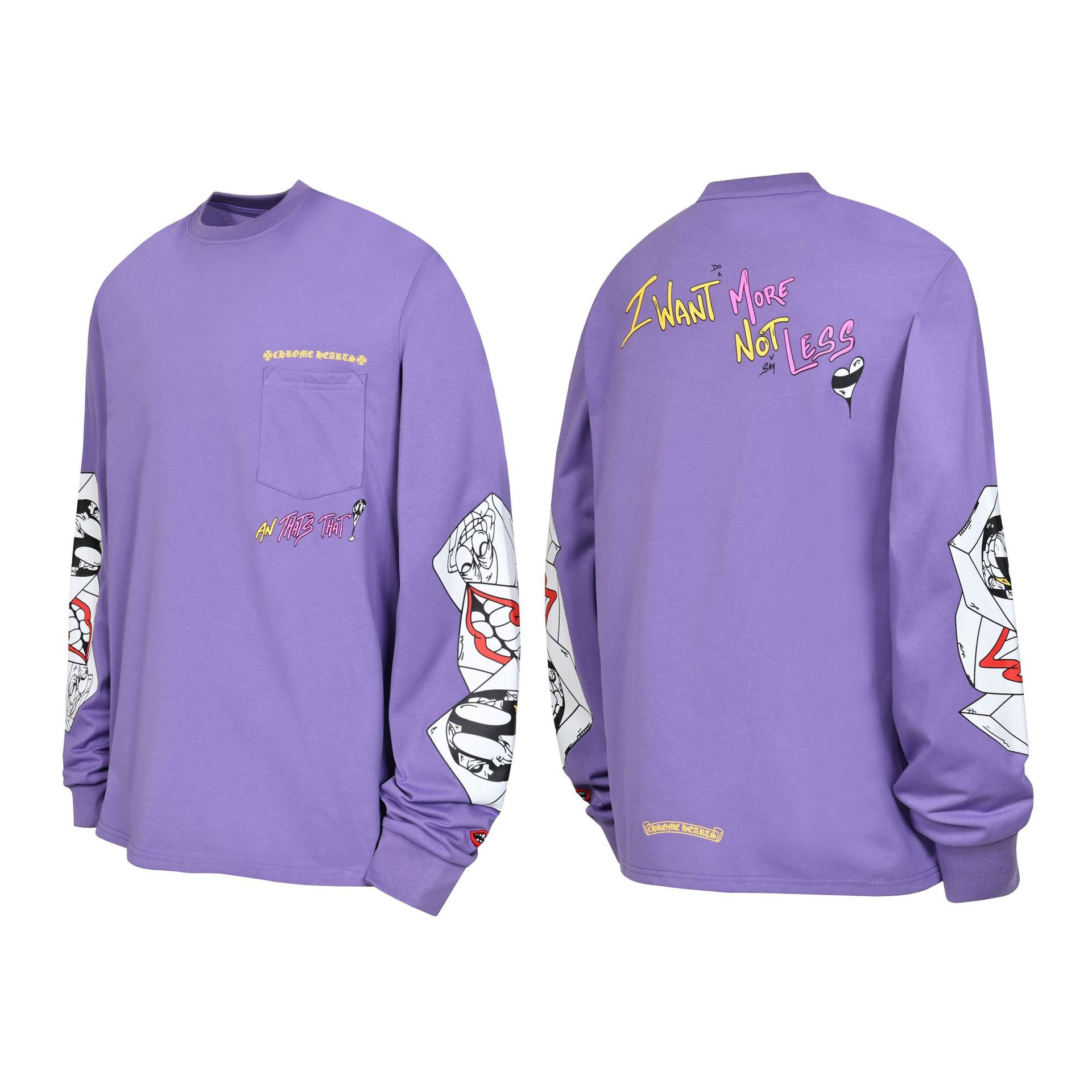 Versión correcta transfronteriza de Croo Chrome Hearts Camiseta de manga larga con estampado de algodón de alta calidad para hombres y mujeres al por mayor en stock