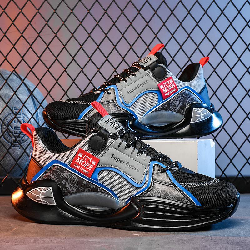 Cheap Basketball Shoes Men's Four Seasons Mesh Sports Running Shoes Fashion Thick Sole Casual Men's Shoes Student White Shoes