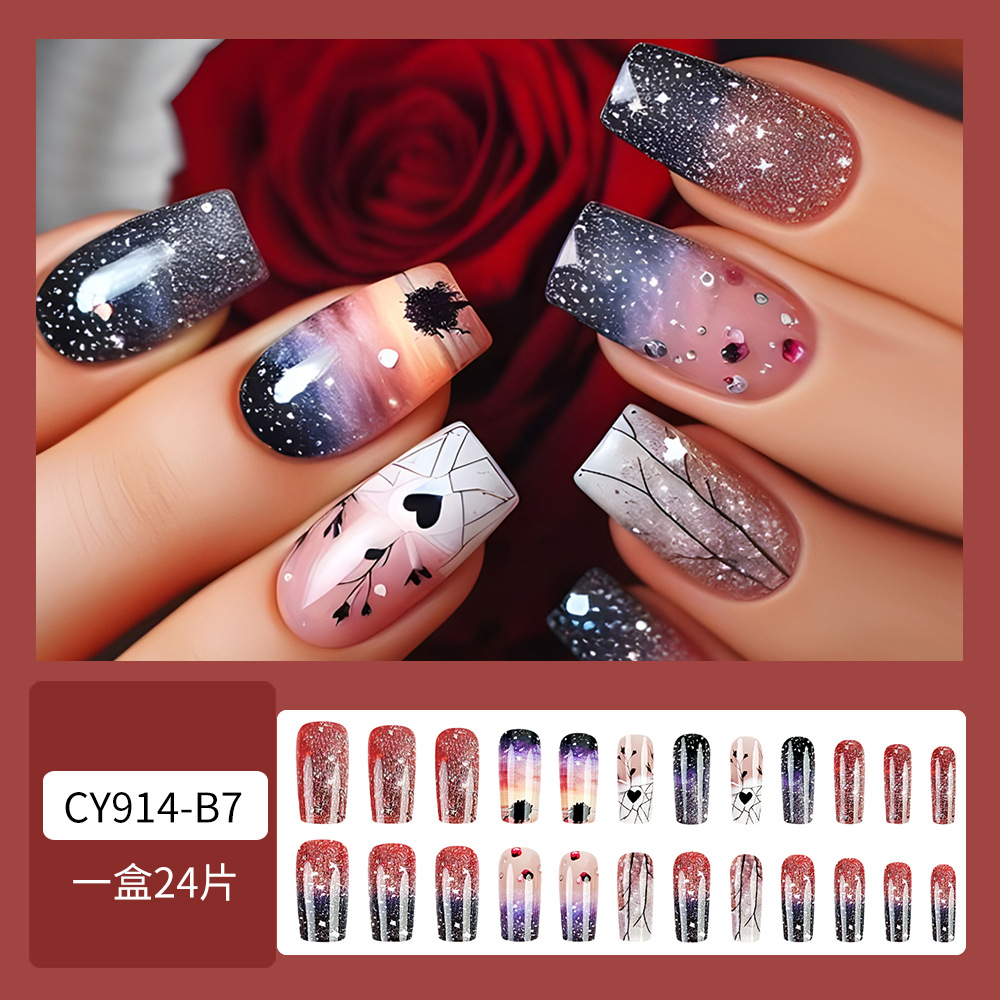 Uñas de uñas largas portátiles Parche de uñas postizas desmontables Sensación de alto nivel Venta al por mayor de uñas portátiles de venta caliente transfronterizas