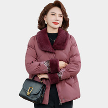 新中式妈妈冬装棉衣加绒加厚高品质绣花棉袄上衣中老年秋冬外套女