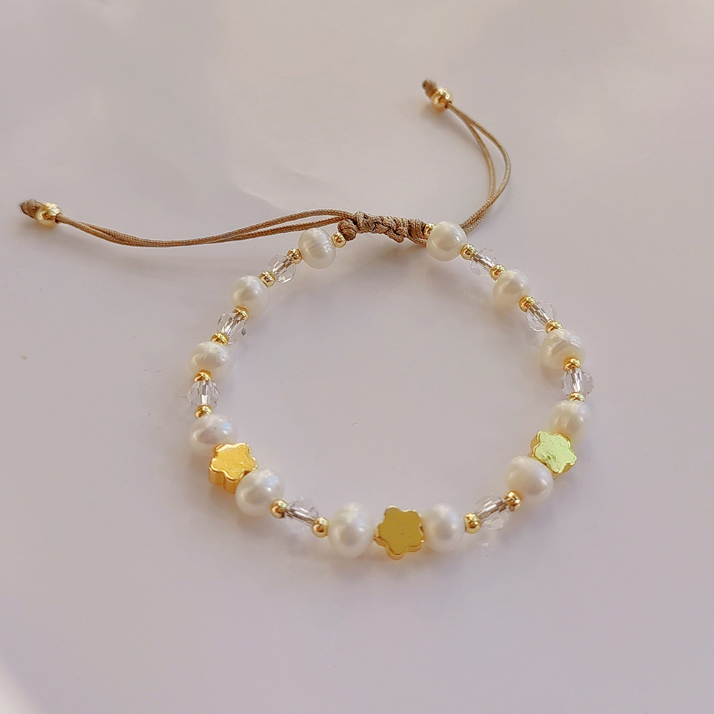 Retro Star Heart Shape Pearl soft clay Copper Bracelets