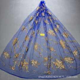 新款LC3817款花型10Y起订 婚纱礼服面料 网纱洒金片 喷金花型面料