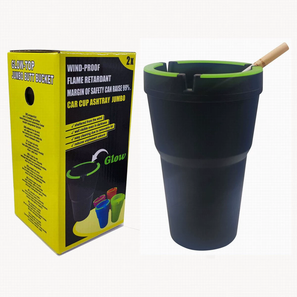 Светящийся новый огнестойкий ветер черный большой пепельница светящийся пепельница автомобиль пепельница пластиковый пепельница