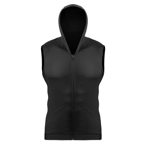 Men's Summer New Cap Sleeveless Zippered Back Vest Fitness Sweatshirt, Slim Fit Hooded Zipper Jacket