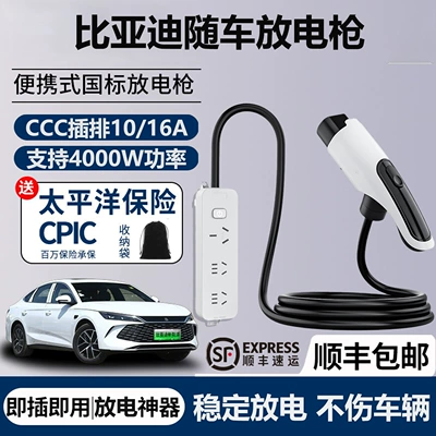 Byd Universal Discharge Gun for New Energy Electric Vehicles, Outdoor Power Outlet Adapter, Outdoor Conversion Plug (Elektrikli avtomobil şarj stansiyaları) - 1m-ordinary-power-strip-maximum-power-4kw-storage-bag