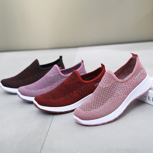Cross-border mesh shoes for women  spring and summer new style middle-aged and elderly slip-on lazy casual shoes shallow mouth soft sole mother's shoes