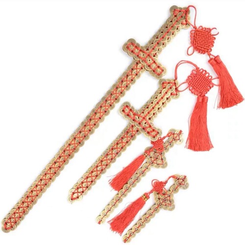Copper Coin Sword Pendant Five Emperors Coin Sword Crafts Ornaments Home Living Room Entrance Bedroom Decorations Gift Chinese Style