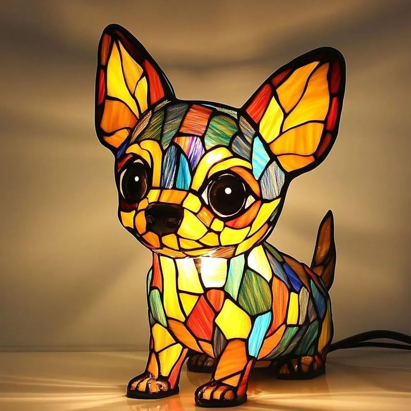 国境を越えた売れ筋の犬と猫のライト樹脂装飾品 USB 電源スイッチリビングルーム書斎寝室の装飾|undefined