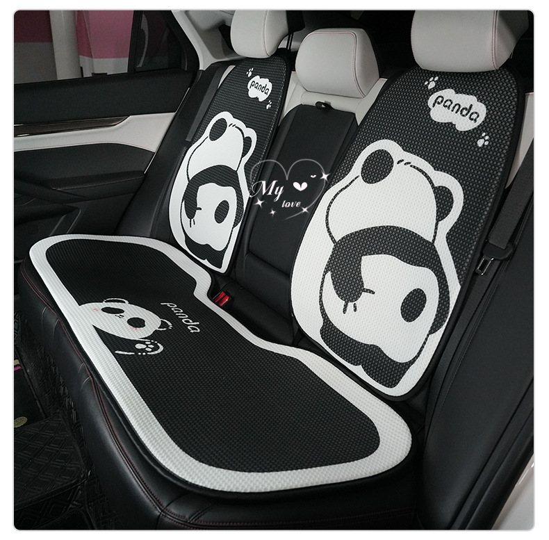 Blue Rain Car Seat Cushion, Suitable for All Seasons, Cartoon Cute Panda Car Seat Cover, Breathable Ice Silk Seat Cushion for the Car