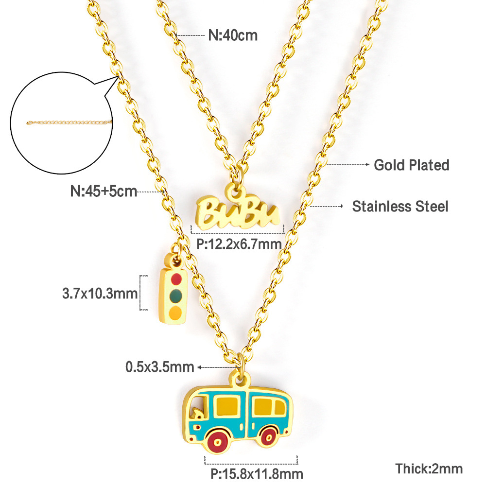 Pastoral Pumpkin Car Watermelon Stainless Steel Chain Pendant Necklace