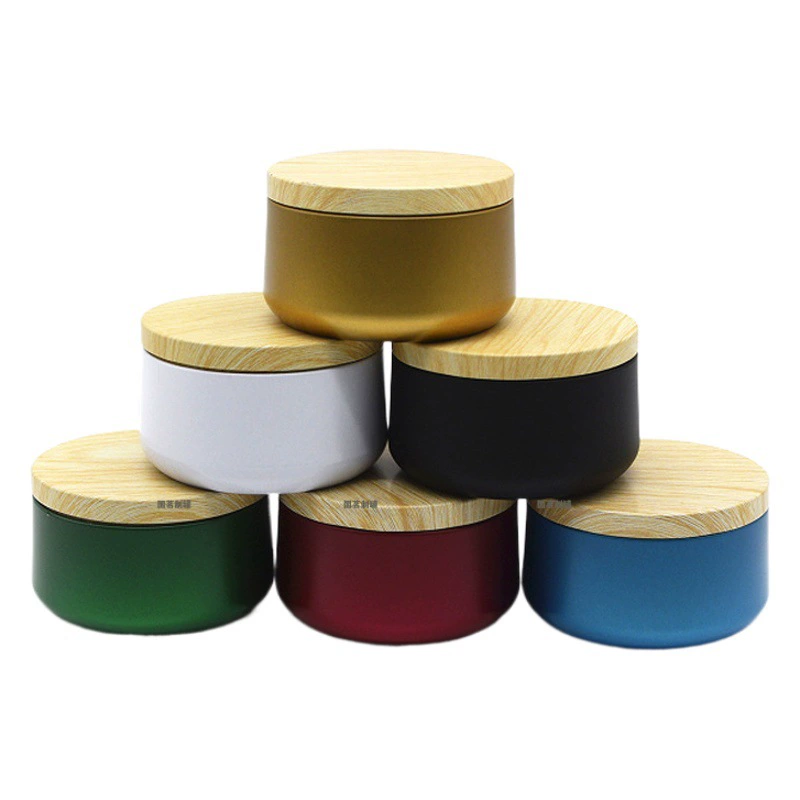 6 унций большой живот может жести деревянное зерно железная коробка DIY соевая свеча контейнер Ароматерапия Свеча железная банка чайная банка