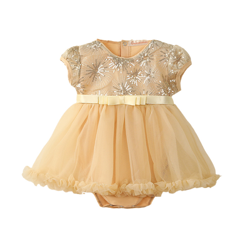 跨境专供欧美童装女裙子短袖婴儿连体衣夏季网纱女童连衣裙 2021