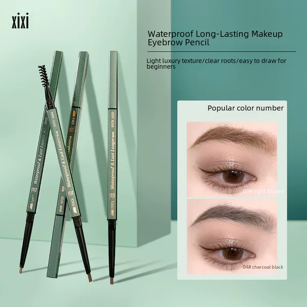 Xixi Waterproof Long-Lasting Makeup Eyebrow Pencil for Makeup Artists, Natural Stereo Eyebrow Pencil with Clear Roots and Extremely Fine Double-Headed Eyebrow Pencil