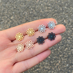 復古蓮花耳釘ins女氣質文藝小清新時尚鏤空花朵韓國簡約耳環