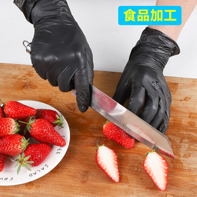 Guantes desechables de nitrilo negros, resistentes a ácidos y álcalis, aptos para aplicaciones de cocina, industriales y alimentarias, exportación de nitrilo, resistentes al aceite, protectores e impermeables.