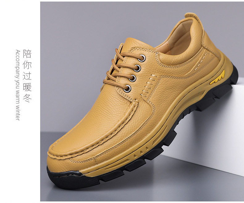 Giày da nam da bò thật mũi tròn đế dày đa năng thoáng khí — q6303 kaki, q6303 màu nâu, q6303 đen chi tiết 23