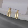 Small silver needle, metal brand earrings, simple and elegant design, wholesale