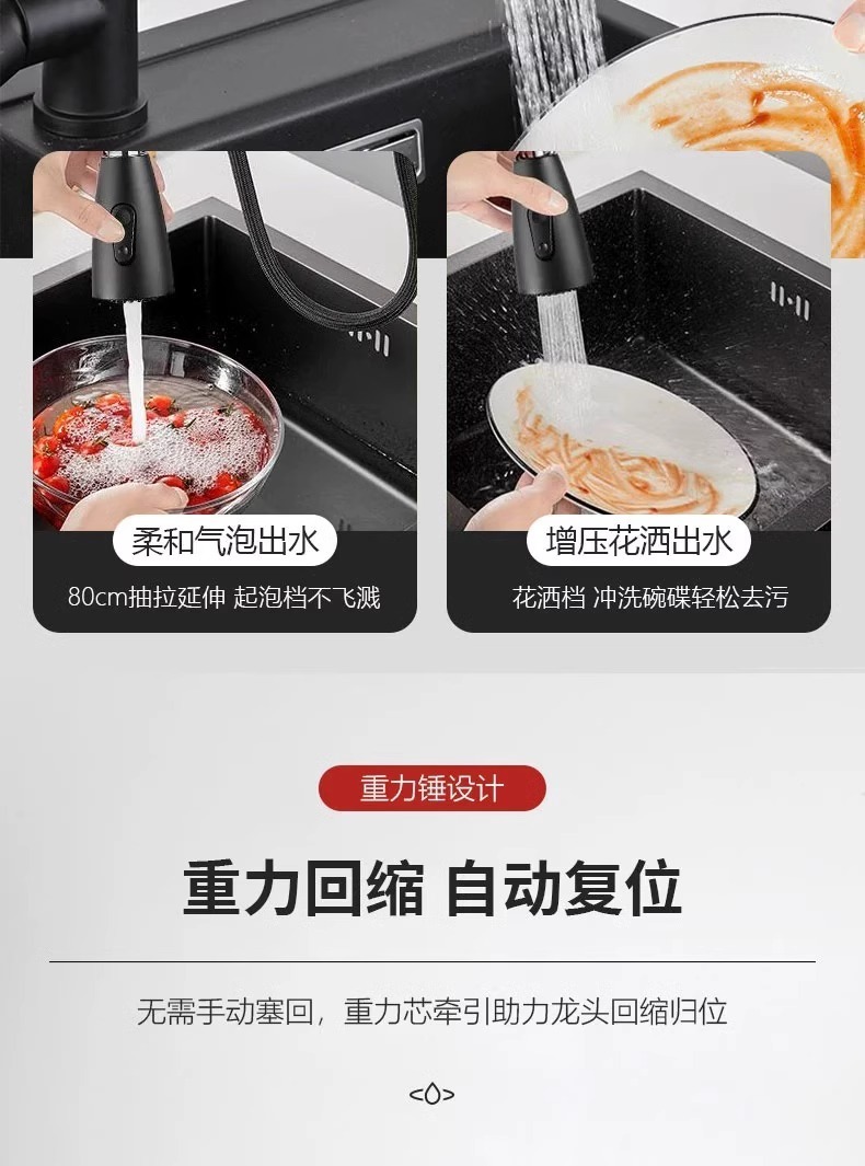 Stainless steel pull-out faucet, hot and cold sink, rotating sink, telescopic household item, free shipping undefined