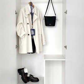 秋冬新款绵羊毛汉白玉高级通勤气质外套休闲百搭羊毛大衣HL108-1