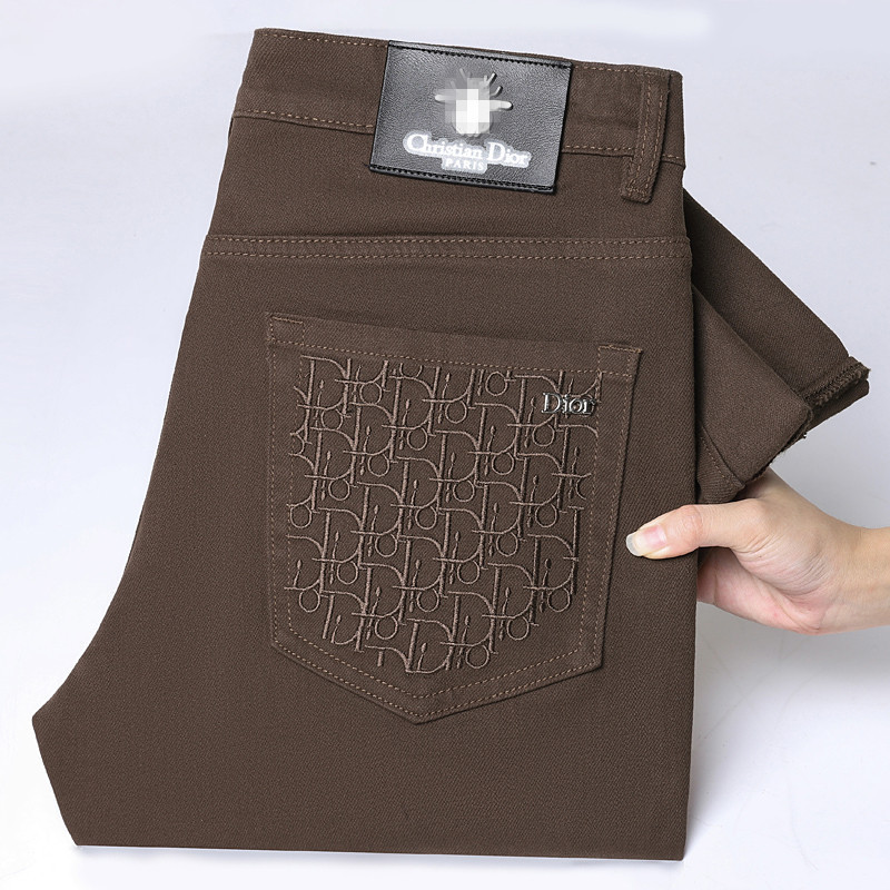 Guangzhou Men's Jeans Korean Version Slim Fit Tapered Cross-Border Export High-Quality European Goods Autumn and Winter Original Label Casual Dr Pants