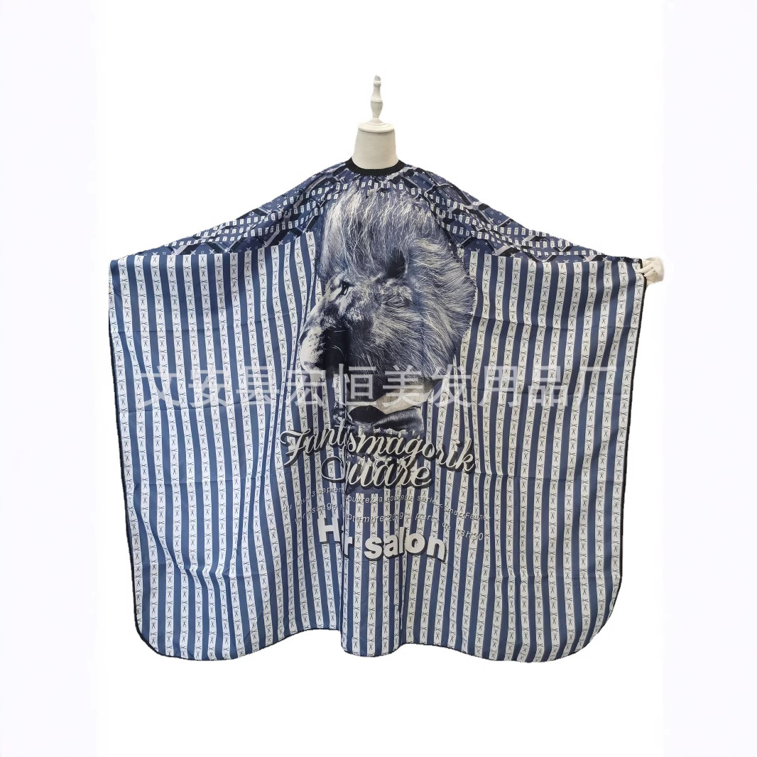 Primavera asiático textil peluquería vintage cabeza de aceite rayado peluquero corte de pelo tela cráneo impresión teñido en caliente tratamiento capilar delantal