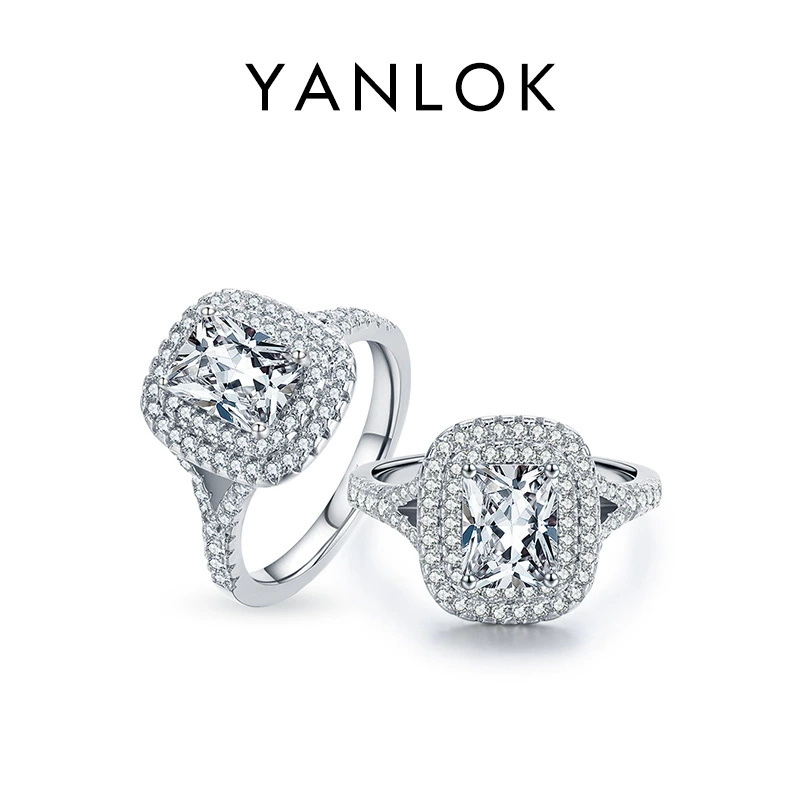 Модное кольцо YANLOK, аксессуар, серебро 925 пробы, инкрустация бриллиантами, интернет-знаменитость, лёгкий роскошный стиль