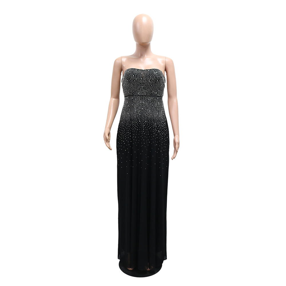 Strapless Bodycon Bandage Dress With Rhinestone Detail For Night Out Party Cocktail Club_ecoleips.com