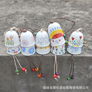 Mini Wind Chime Japanese Style Sunny Day Doll Ceramic Wind Chime Decorative Pendant Handmade Cultural and Creative Stall Travel Souvenir
