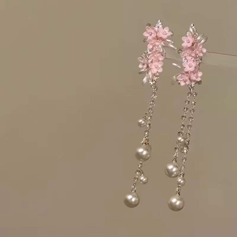 【Blumen auf Zweigen】Frühling und Sommer süße Blume Perle Quaste Clip für Frauen neue Mode exquisite vielseitige Haar-Accessoires_voghion.com