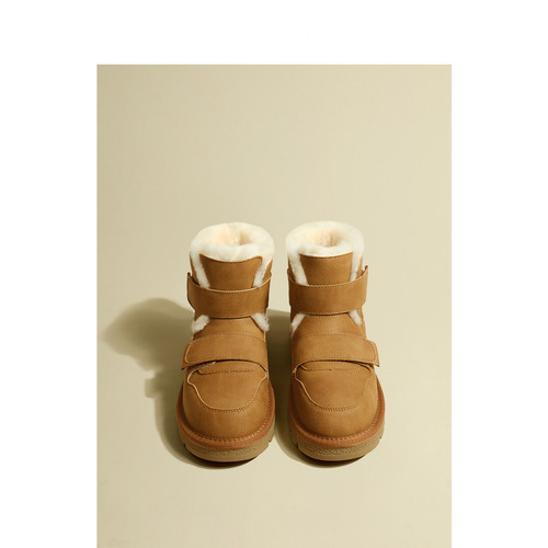 【GU YUN】 Snow Boots Korean Thick Bottom Fleece Thickened Warm Velcro Short Boot with Fur and Cotton for Women 
