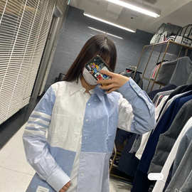正确版2026蒙口春夏新品情侣款BLCG织带拼接长袖Tb衬衫外套男女款