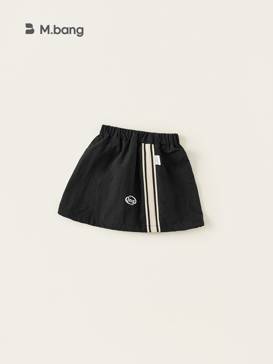 Yoobao ropa infantil de primavera niñas falda 2025 primavera nueva falda corta de rayas laterales de color universal A